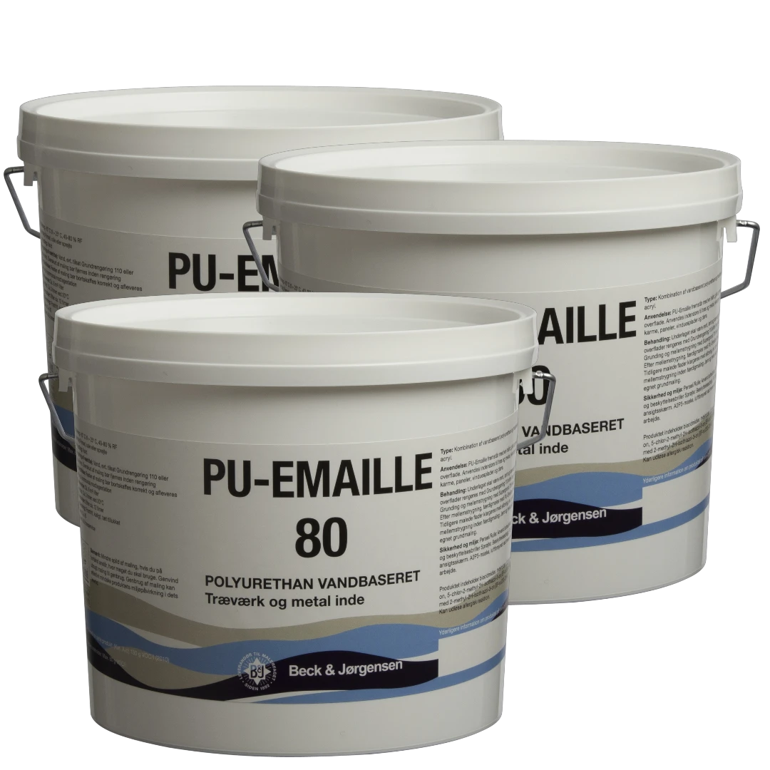 pu-emaille 80 3x2,7L B&J PU-Emaille 80, Træmaling Storkøb - Billede 1